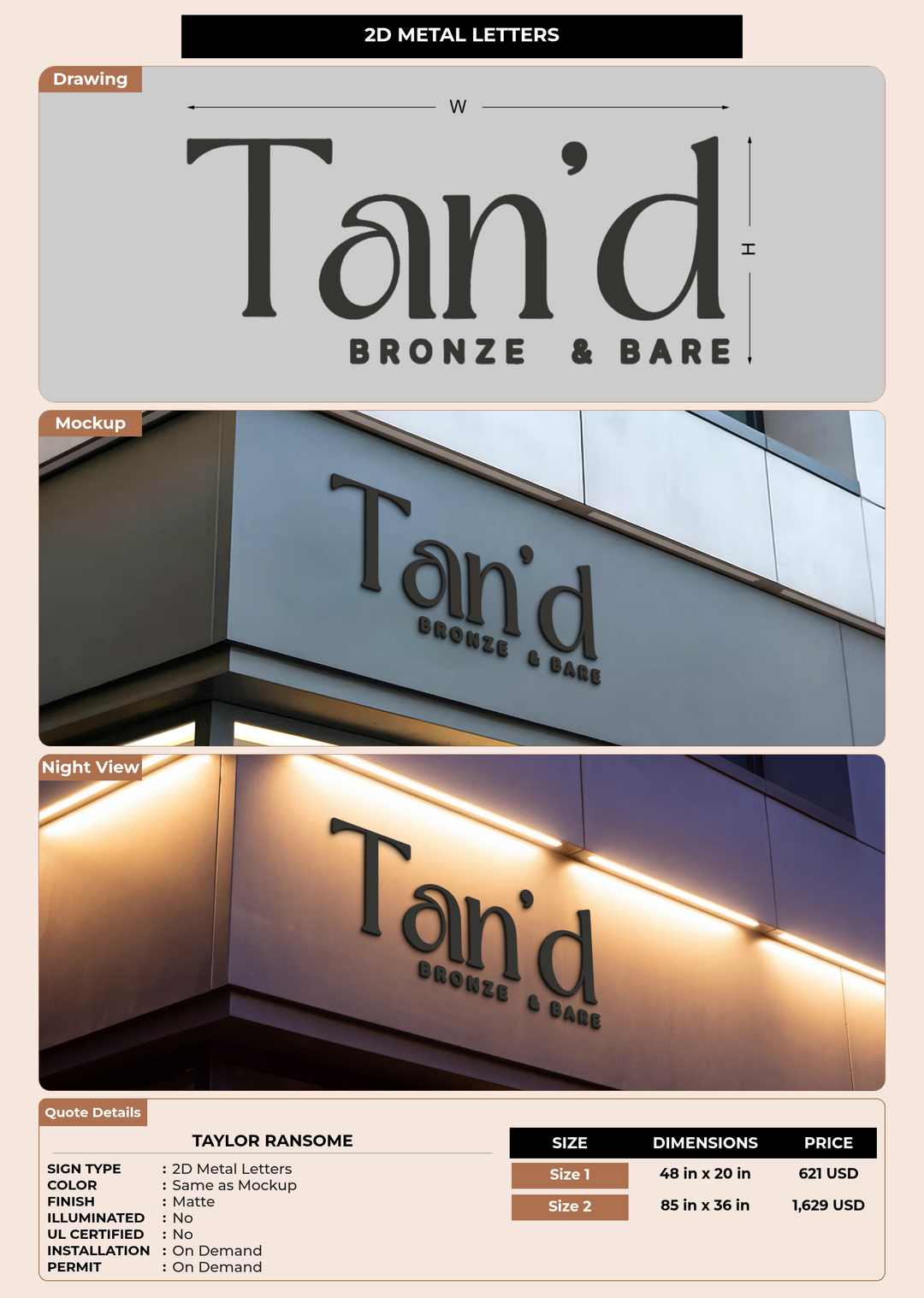 CUSTOM MOCKUP SIGN FOR Taylor Ransome