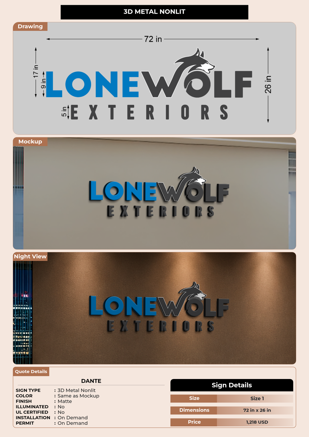 CUSTOM MOCKUP SIGN FOR Dante