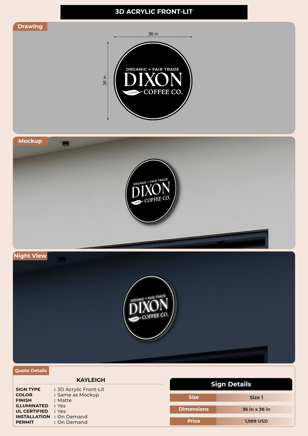 CUSTOM MOCKUP SIGN FOR Kayleigh