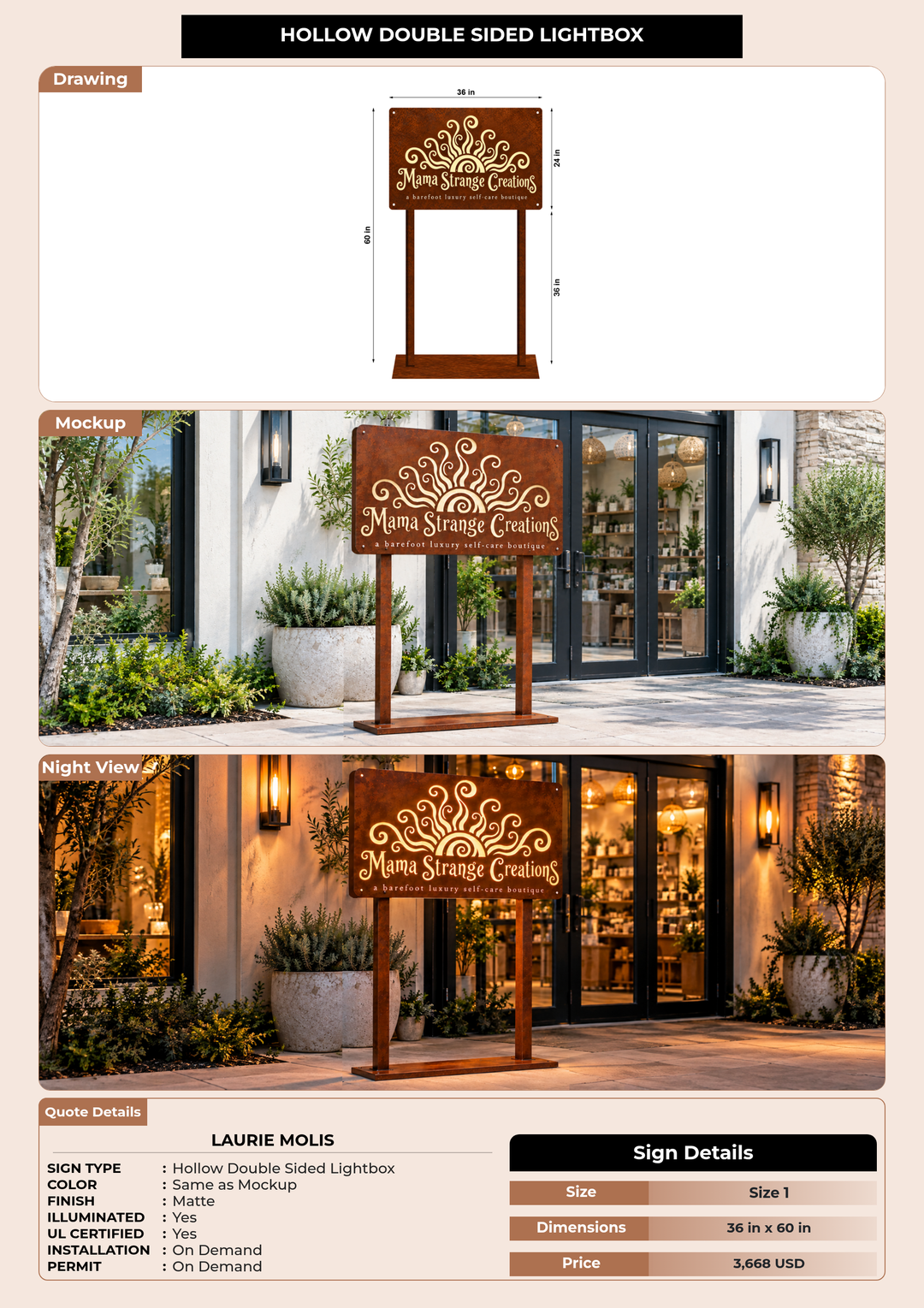 CUSTOM MOCKUP SIGN FOR LAURIE MOLIS