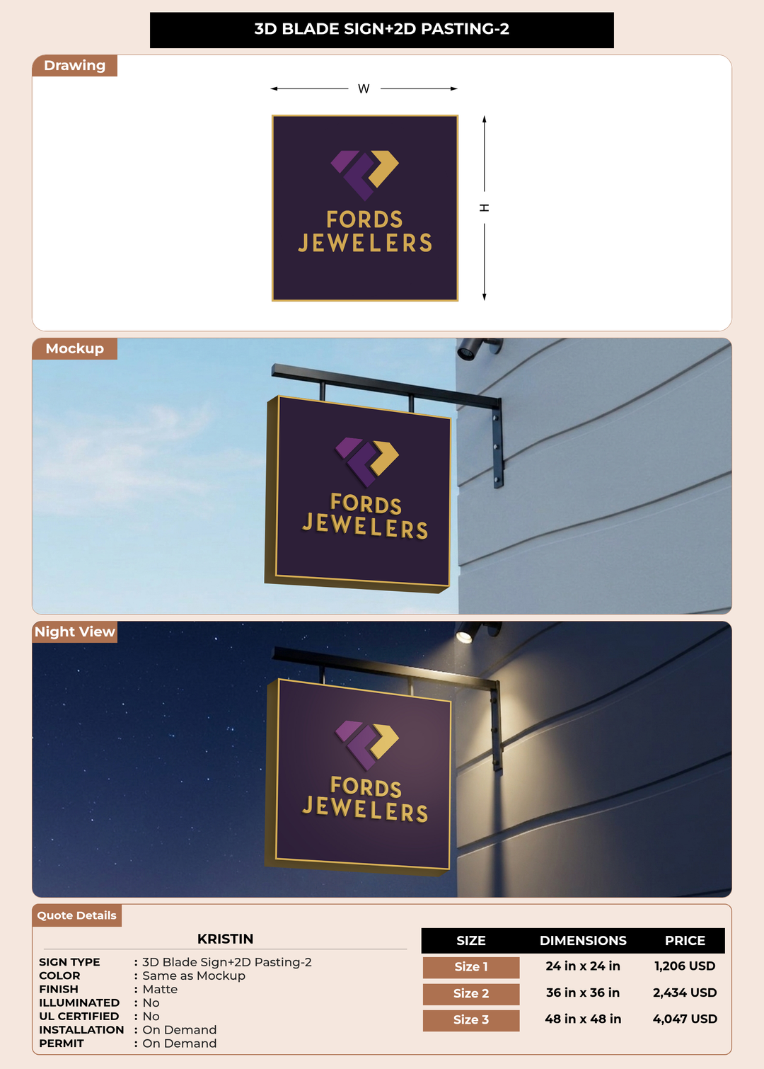 CUSTOM MOCKUP SIGN FOR Kristin