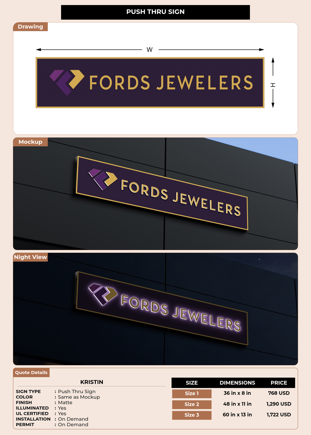 CUSTOM MOCKUP SIGN FOR Kristin