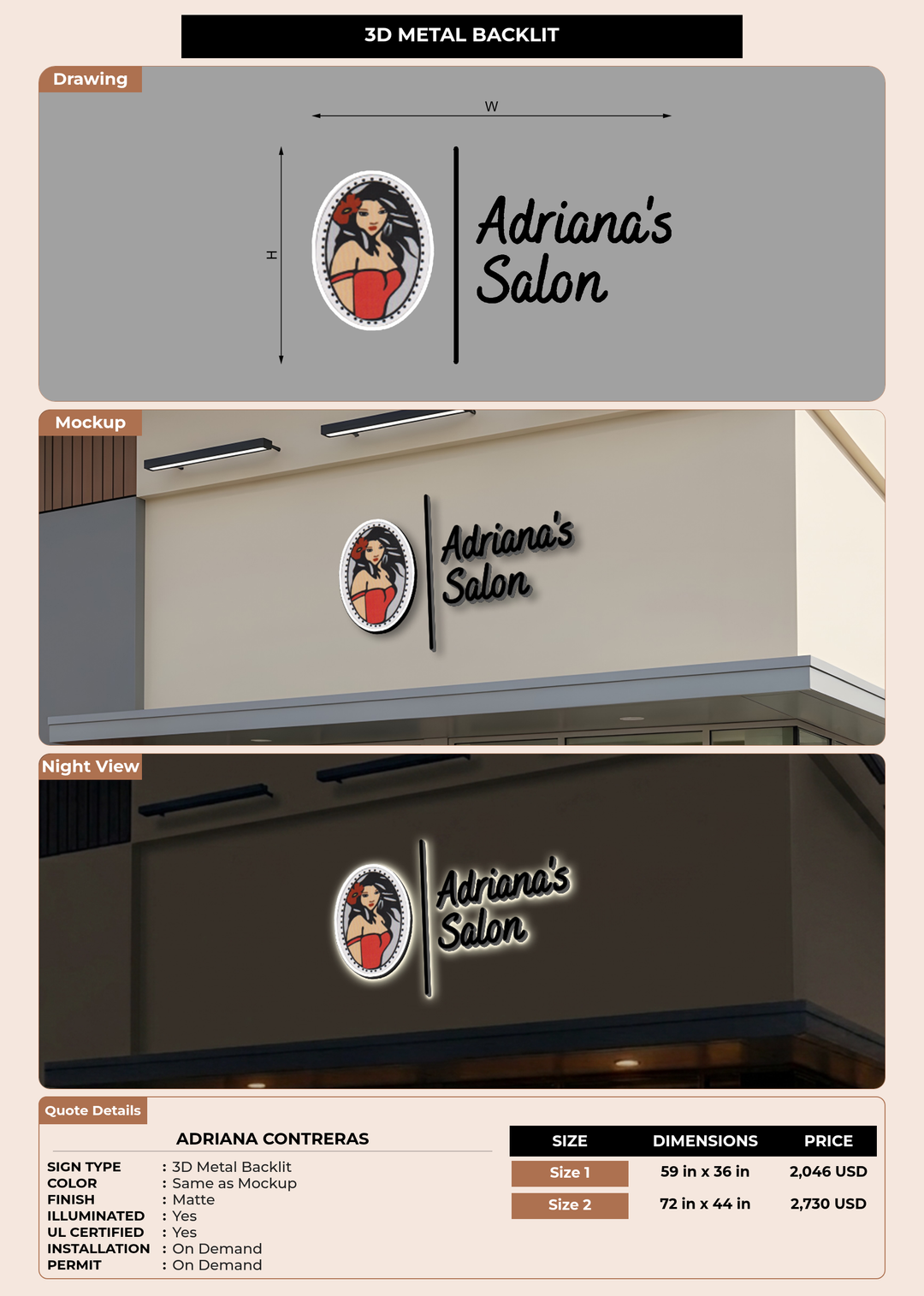 CUSTOM MOCKUP SIGN FOR Adriana Contreras