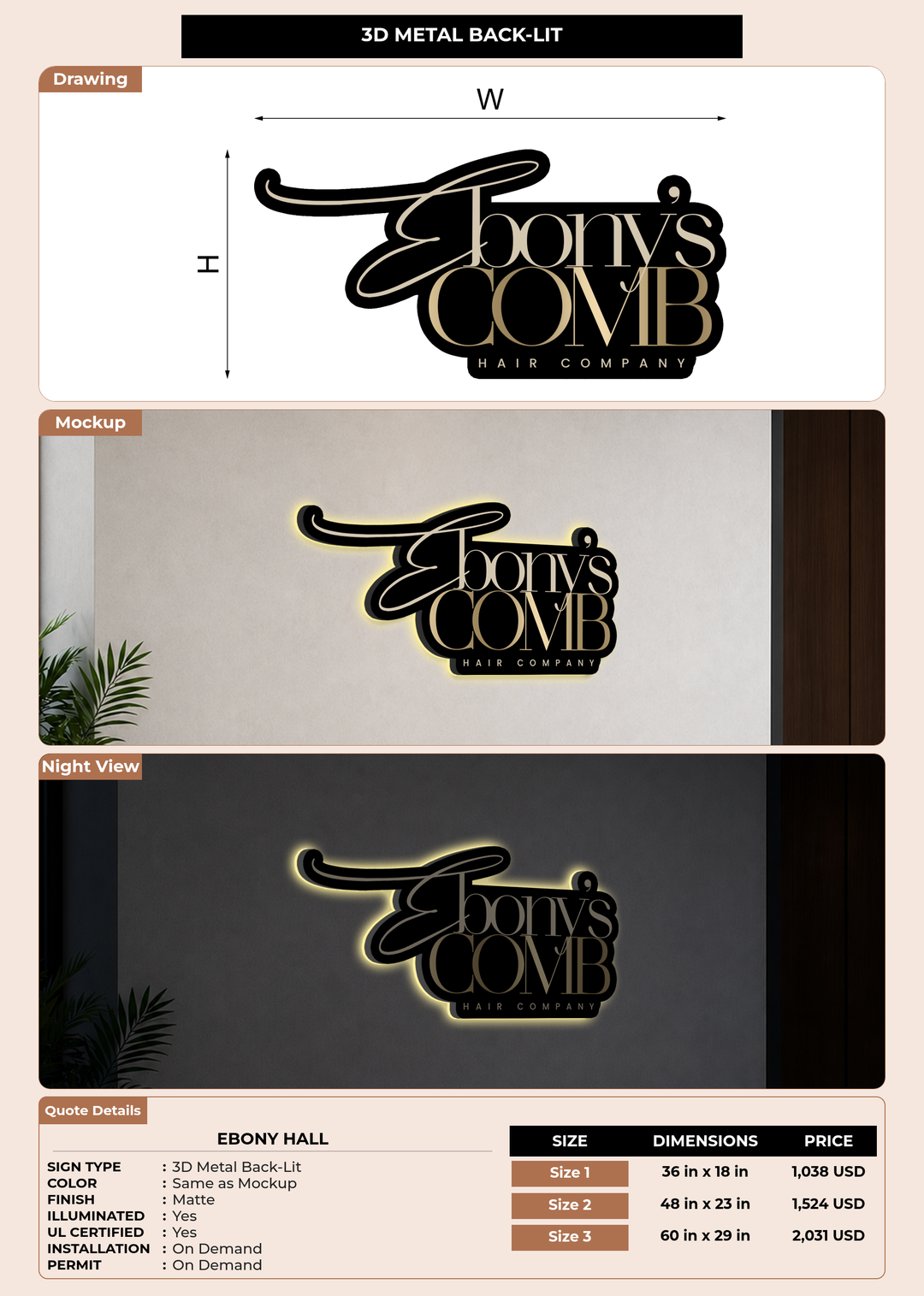 CUSTOM MOCKUP SIGN FOR Ebony hall