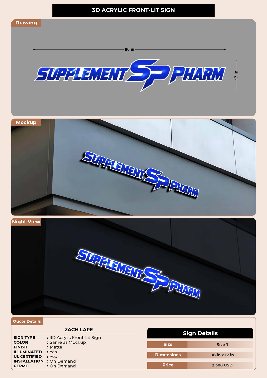 CUSTOM MOCKUP SIGN FOR Zach Lape