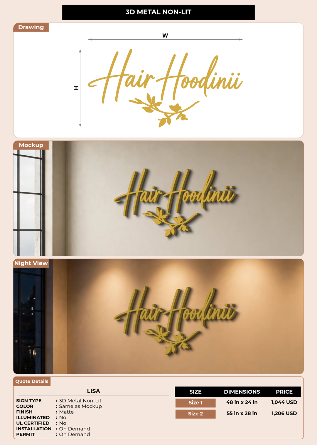 CUSTOM MOCKUP SIGN FOR Lisa