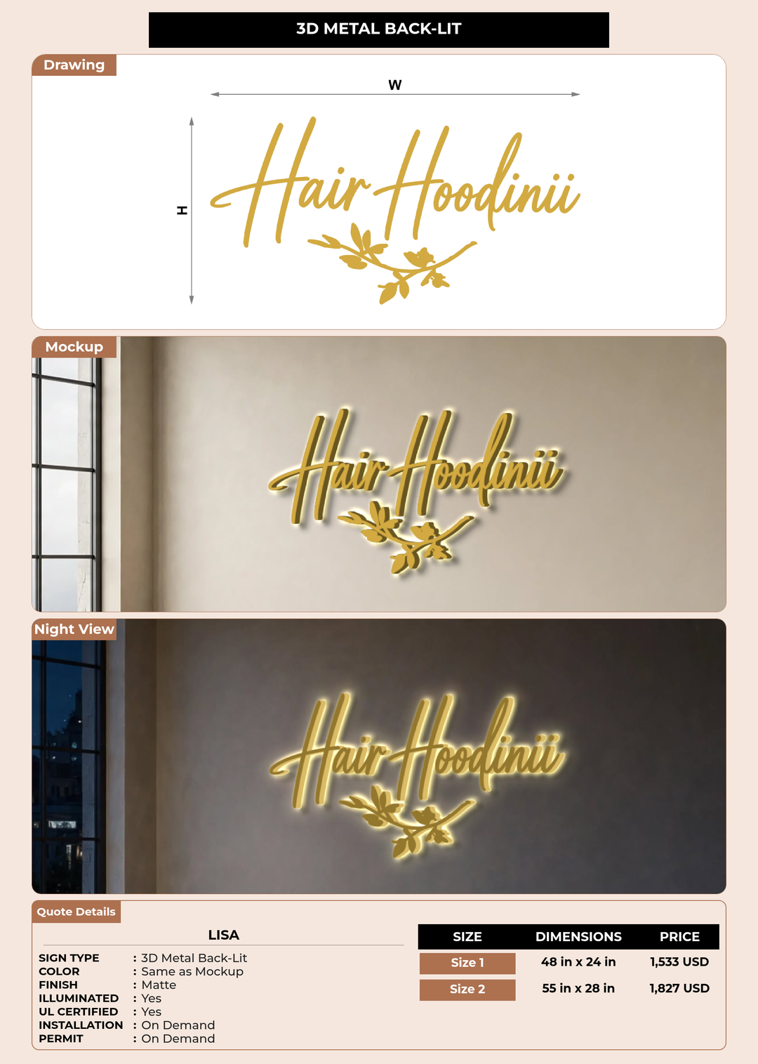 CUSTOM MOCKUP SIGN FOR Lisa