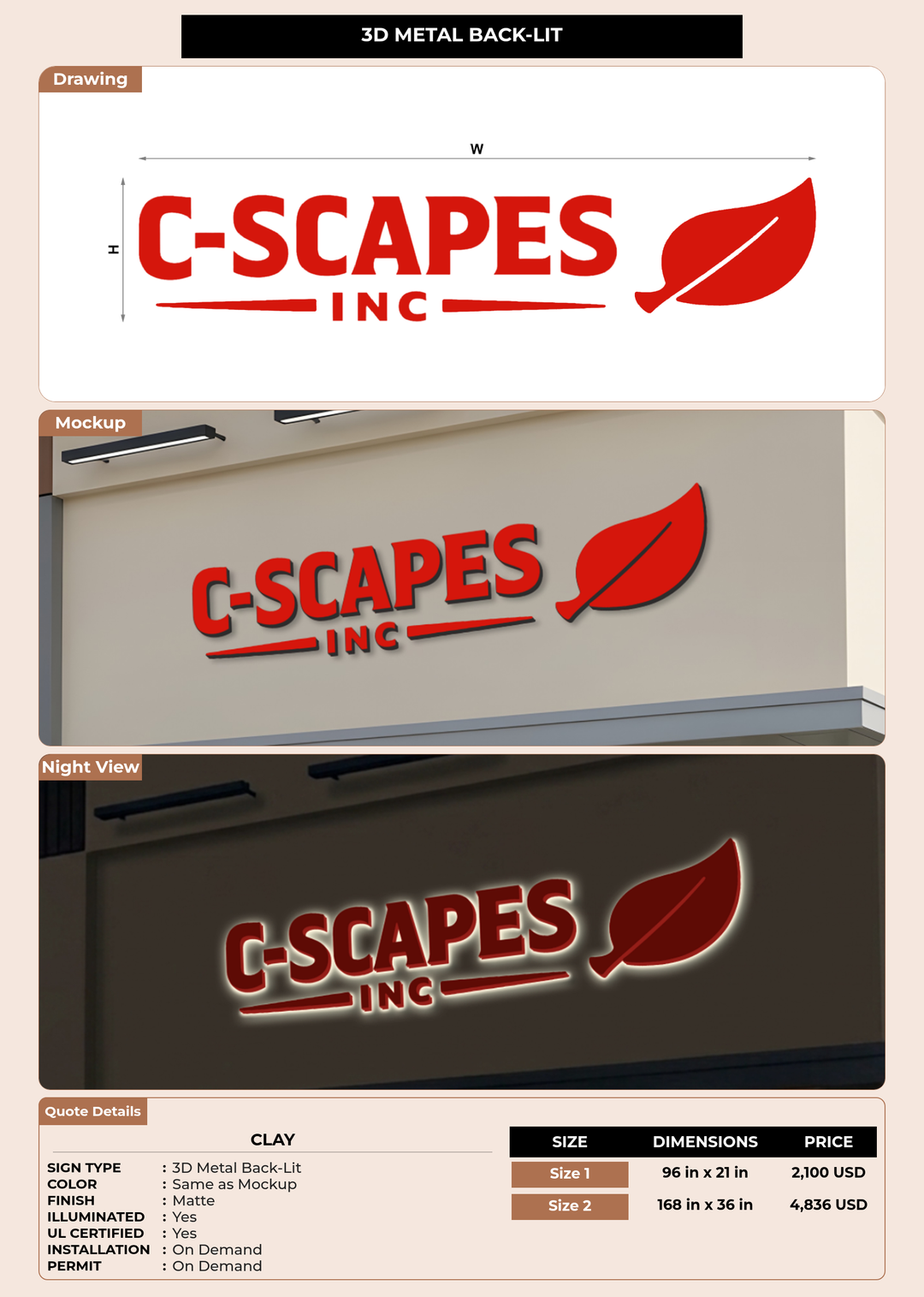CUSTOM MOCKUP SIGN FOR Clay