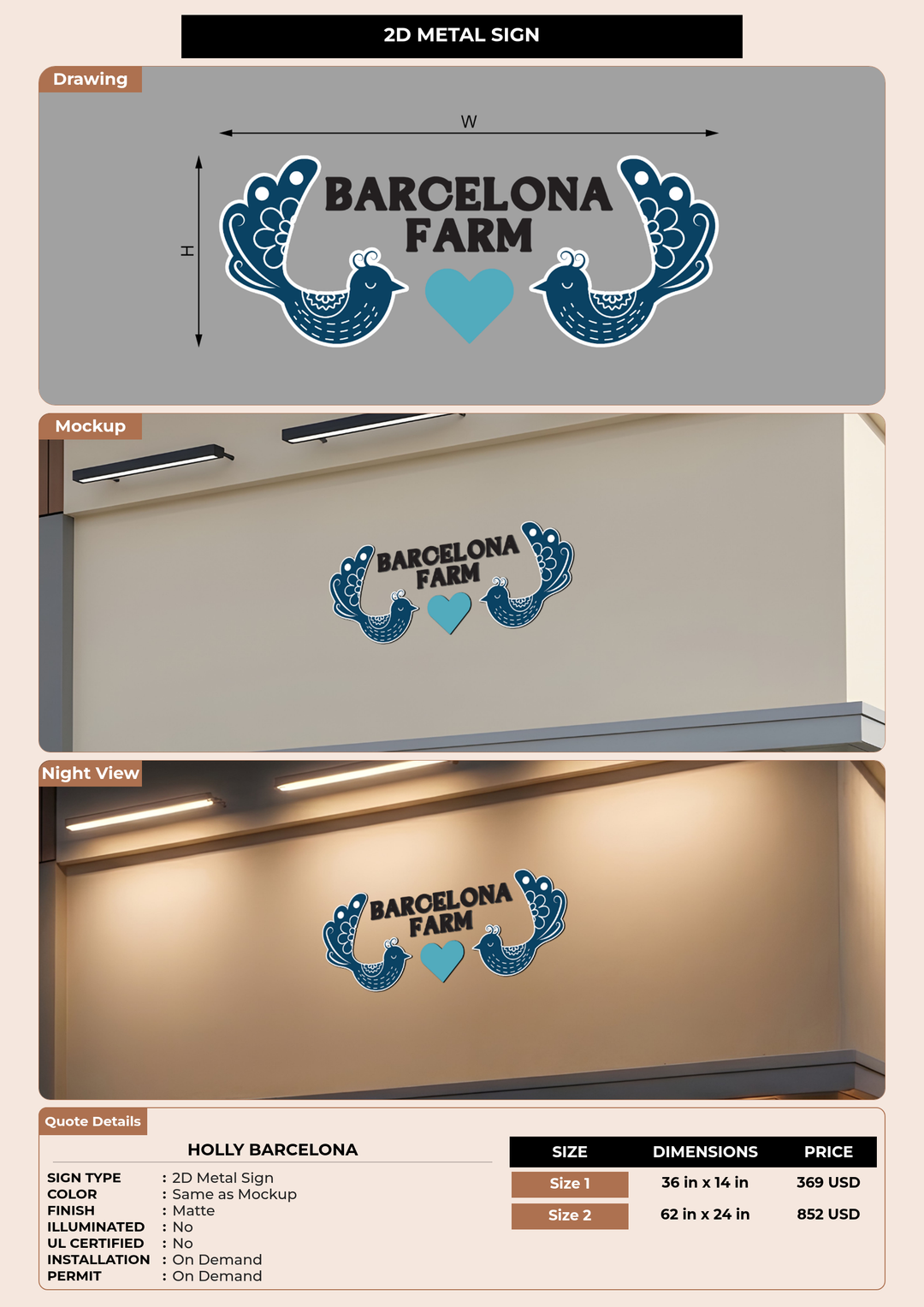 CUSTOM MOCKUP SIGN FOR Holly Barcelona