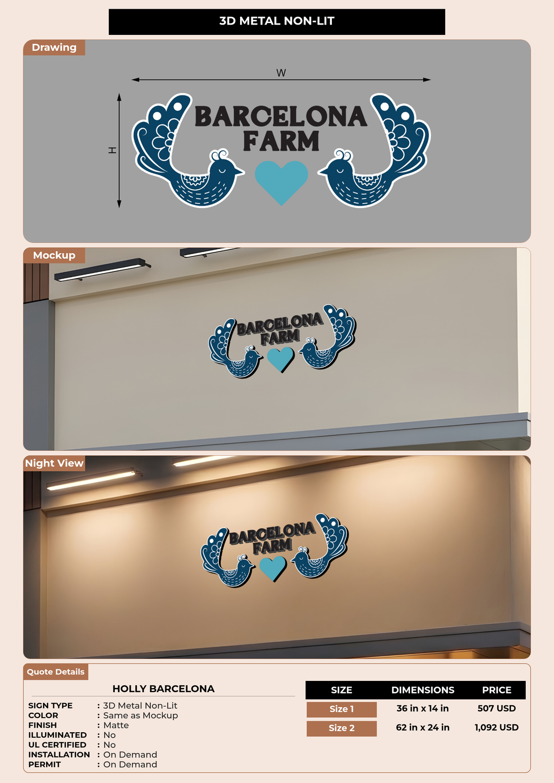 CUSTOM MOCKUP SIGN FOR Holly Barcelona