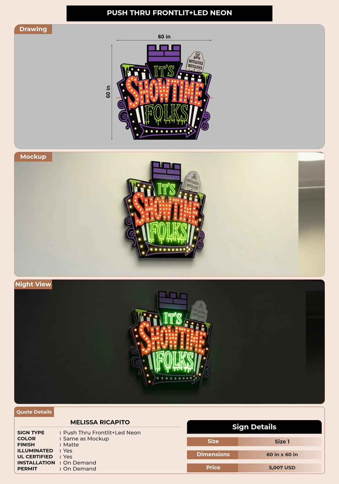CUSTOM MOCKUP SIGN FOR Melissa Ricapito