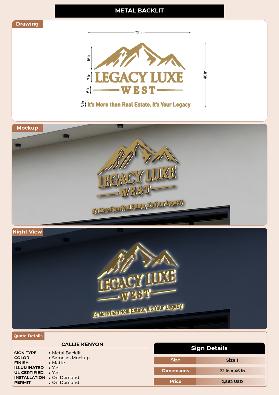CUSTOM MOCKUP SIGN FOR Callie Kenyon