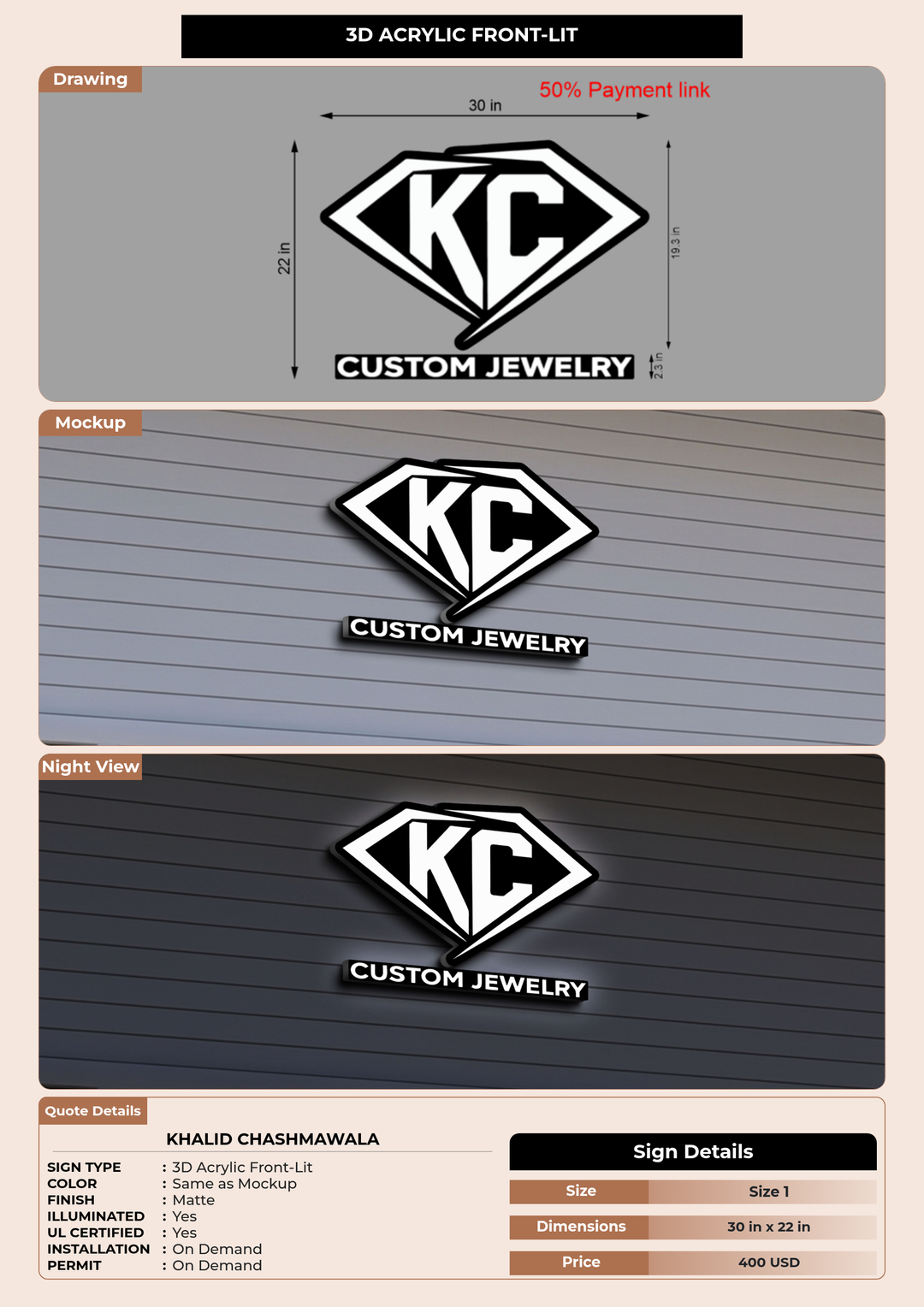 CUSTOM MOCKUP SIGN FOR Khalid Chashmawala