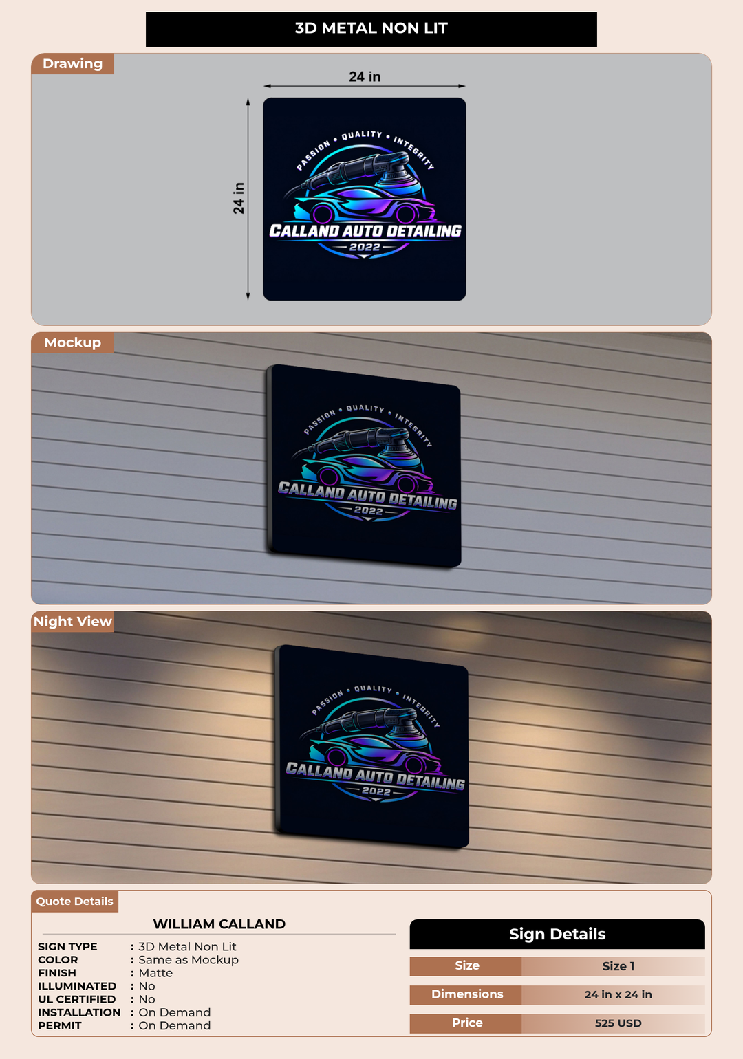CUSTOM MOCKUP SIGN FOR William Calland