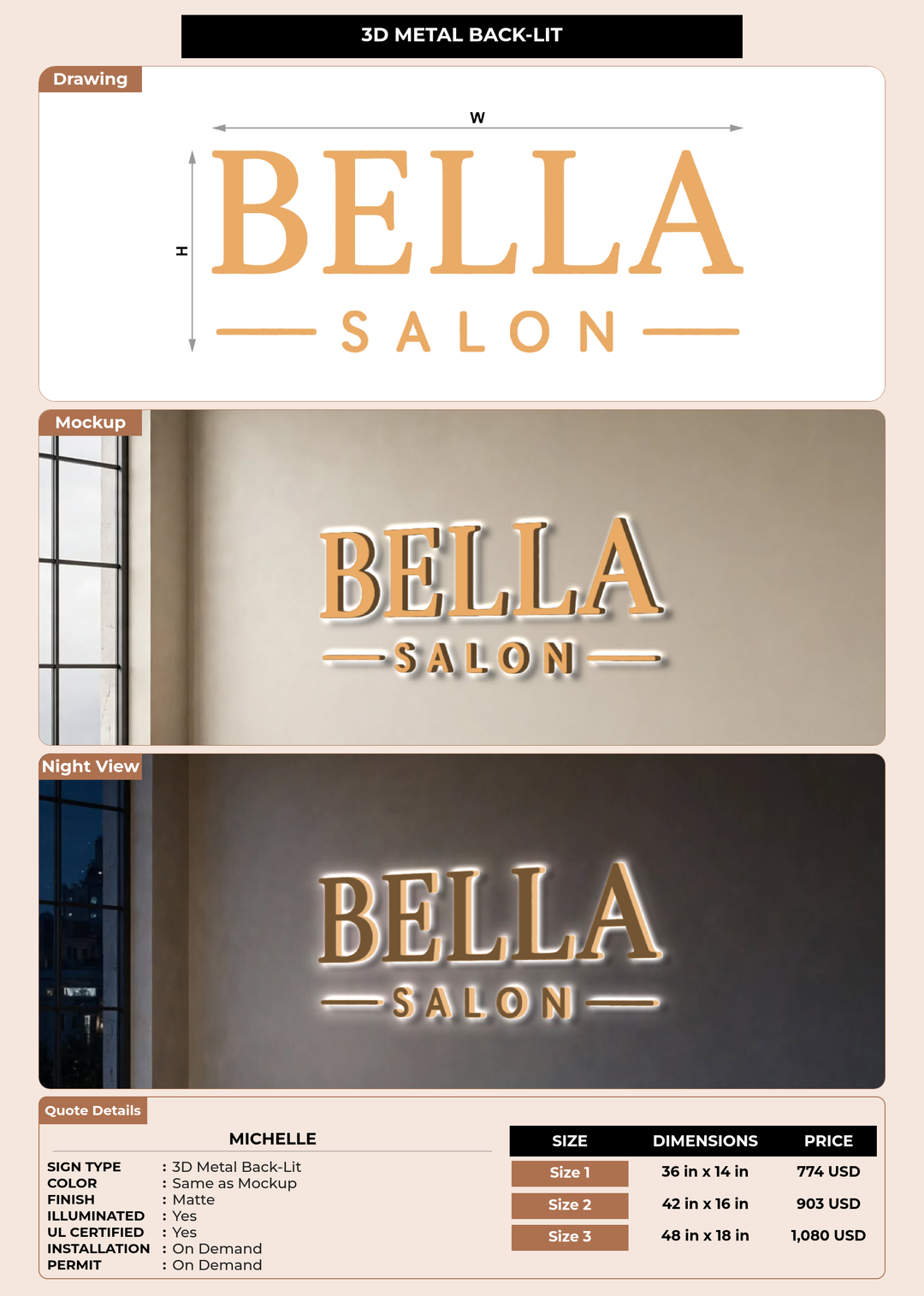 CUSTOM MOCKUP SIGN FOR Michelle