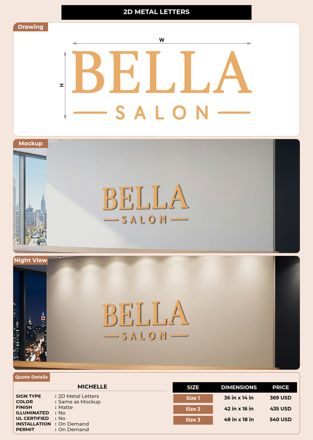 CUSTOM MOCKUP SIGN FOR Michelle