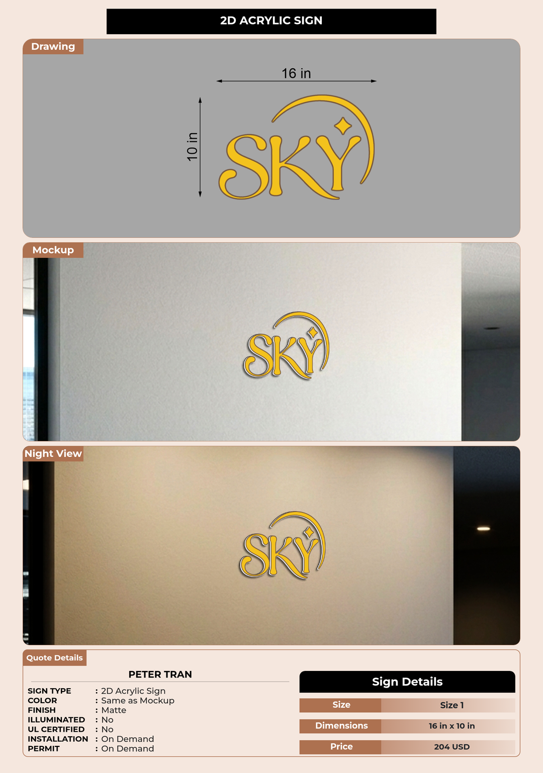 CUSTOM MOCKUP SIGN FOR peter tran