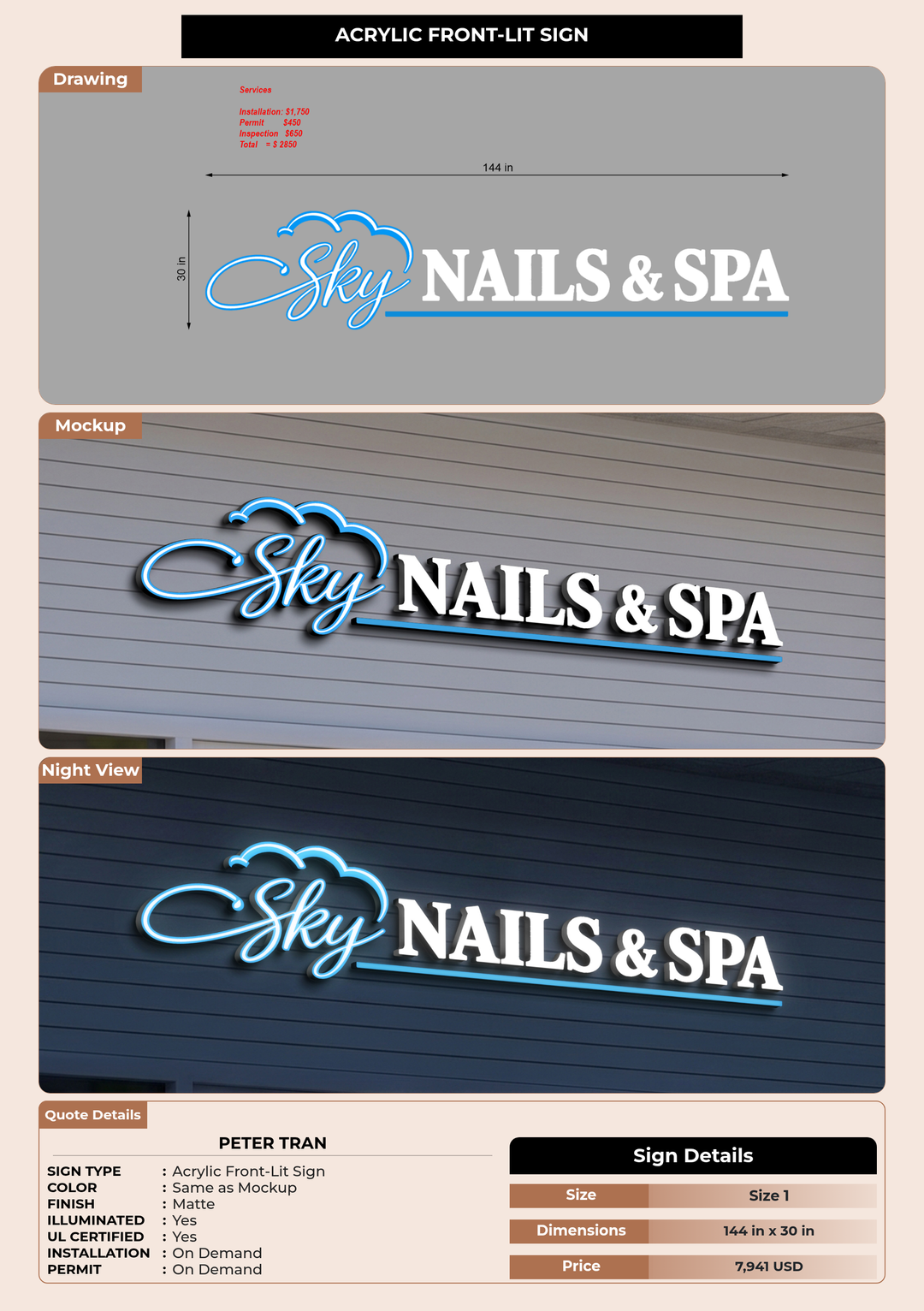 CUSTOM MOCKUP SIGN FOR peter tran