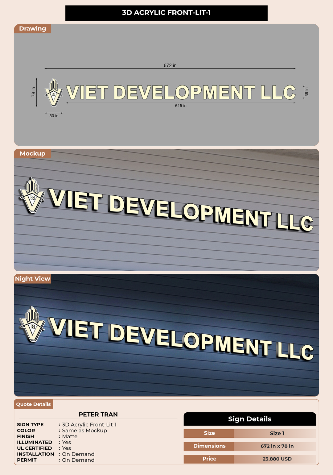 CUSTOM MOCKUP SIGN FOR peter tran