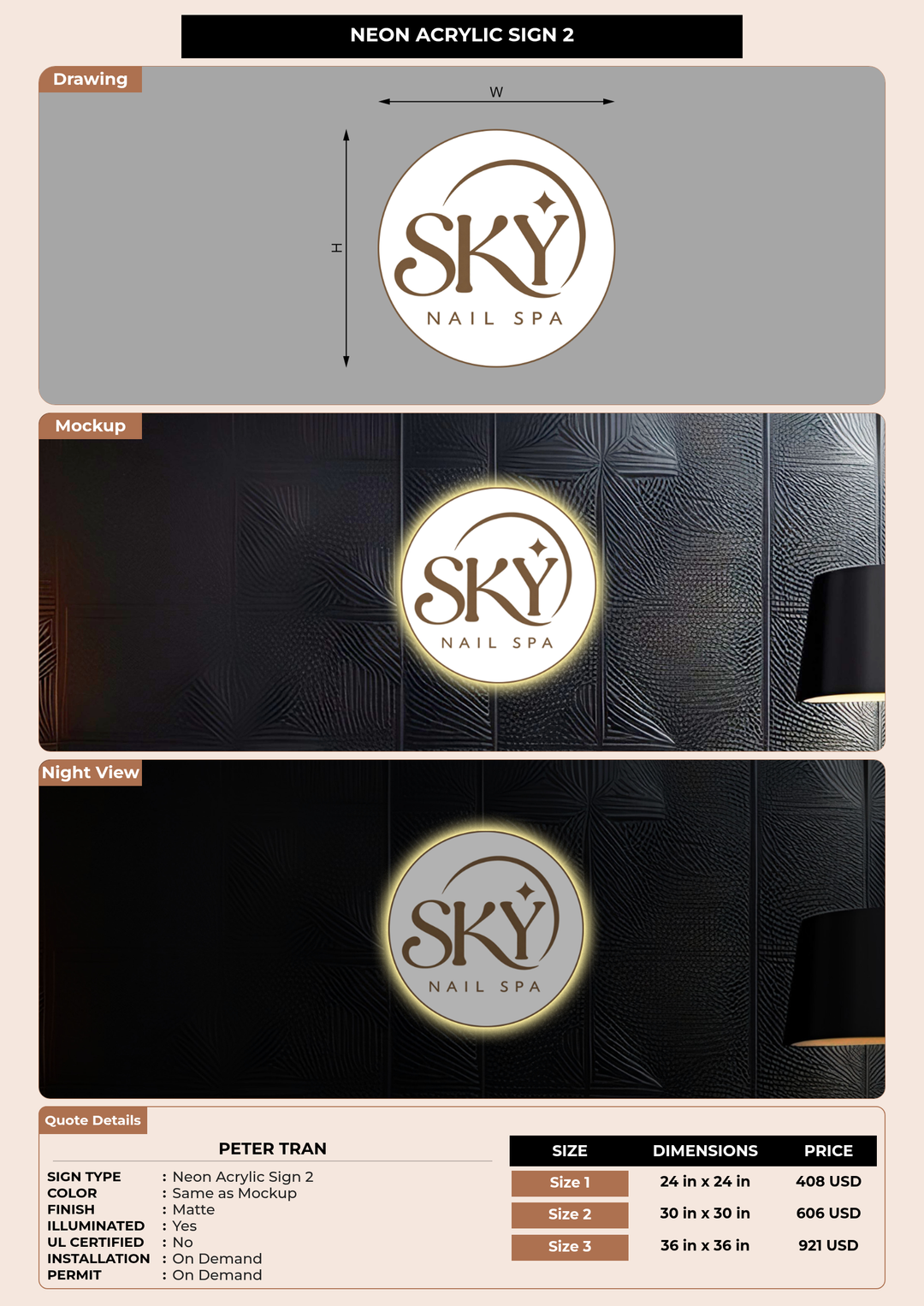 CUSTOM MOCKUP SIGN FOR peter tran
