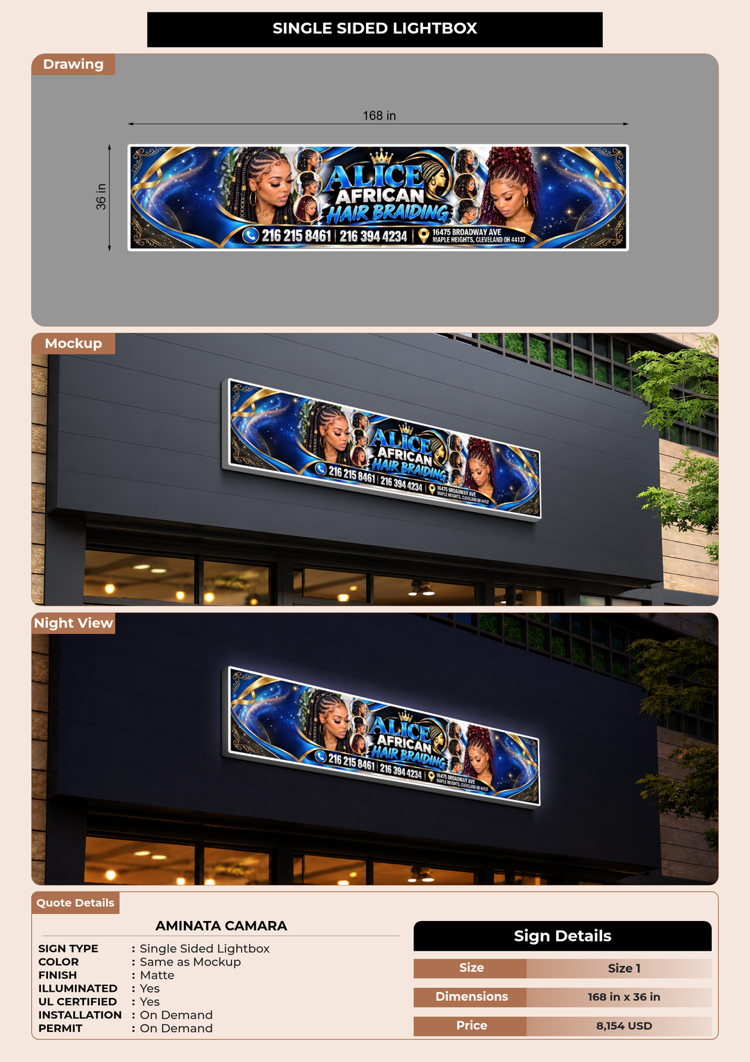 CUSTOM MOCKUP SIGN FOR Aminata Camara