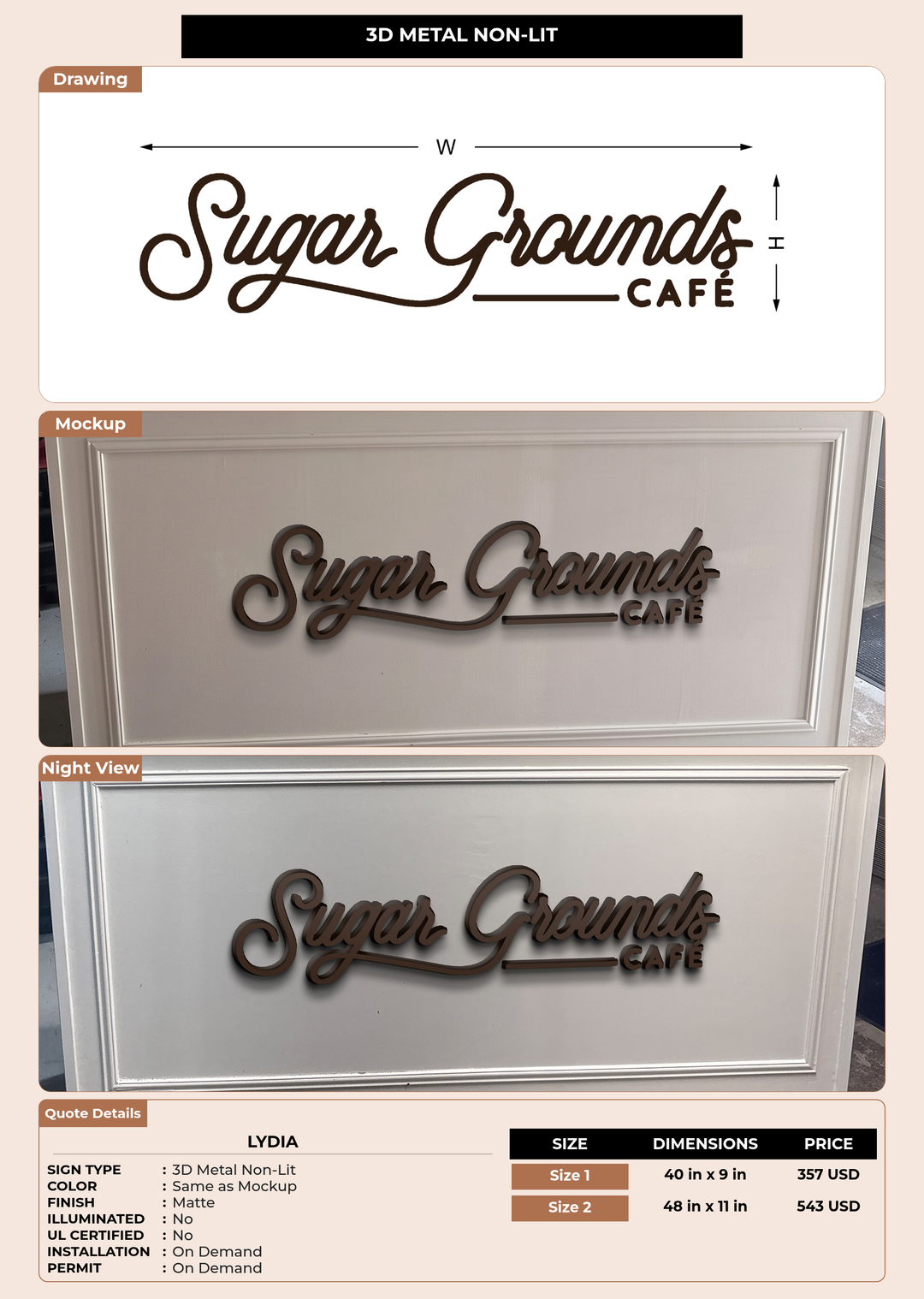 CUSTOM MOCKUP SIGN FOR Lydia