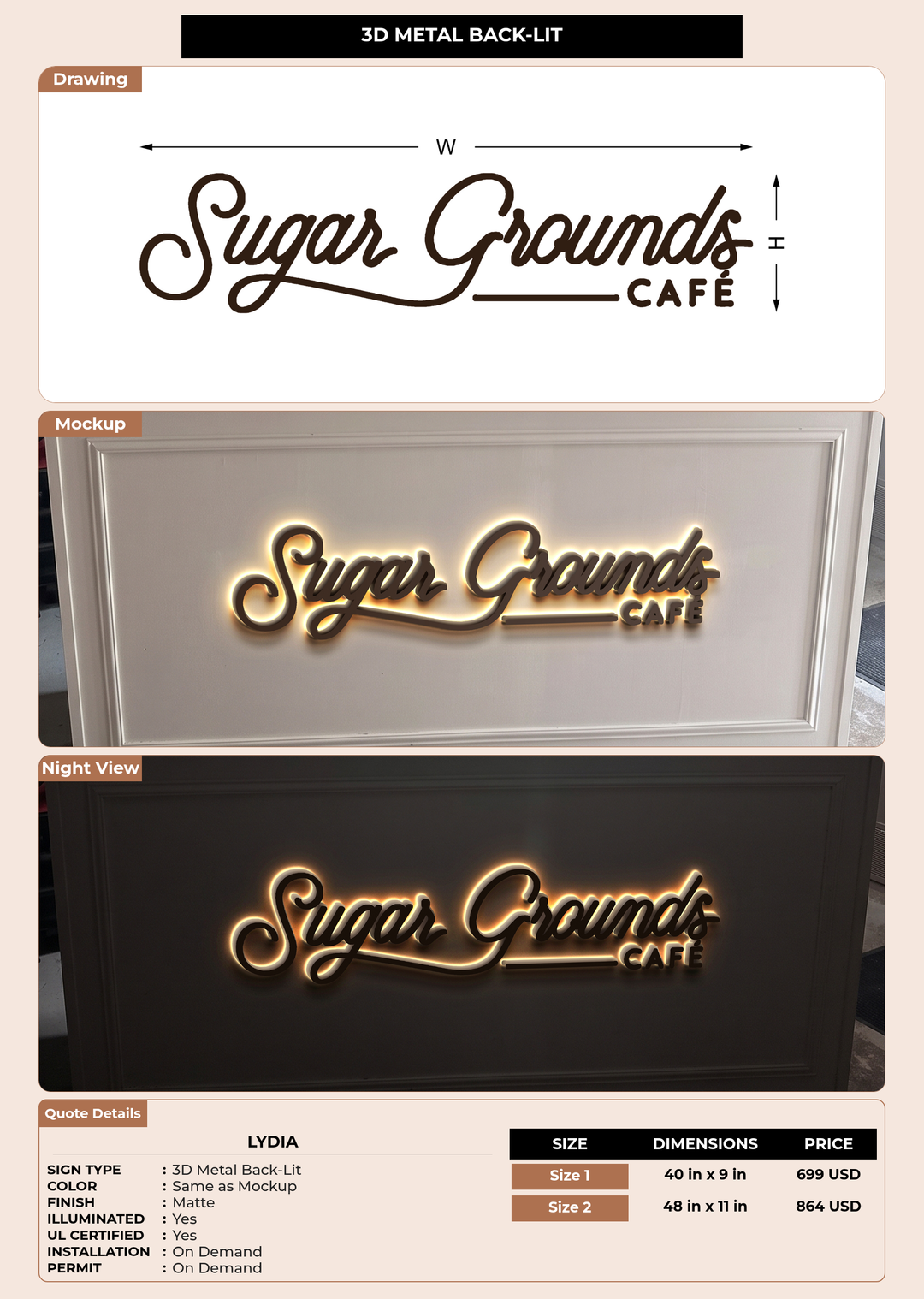 CUSTOM MOCKUP SIGN FOR Lydia