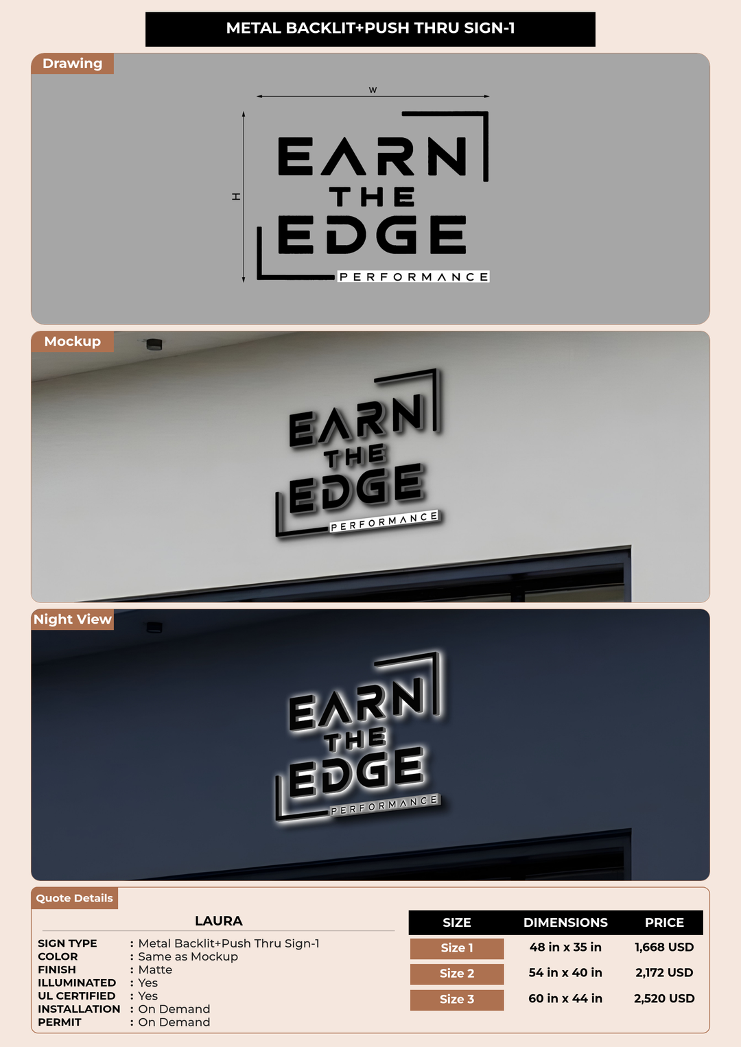 CUSTOM MOCKUP SIGN FOR Laura