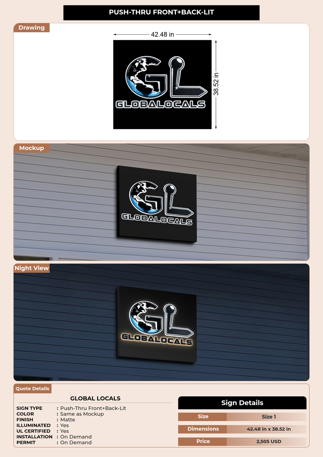CUSTOM MOCKUP SIGN FOR Global Locals