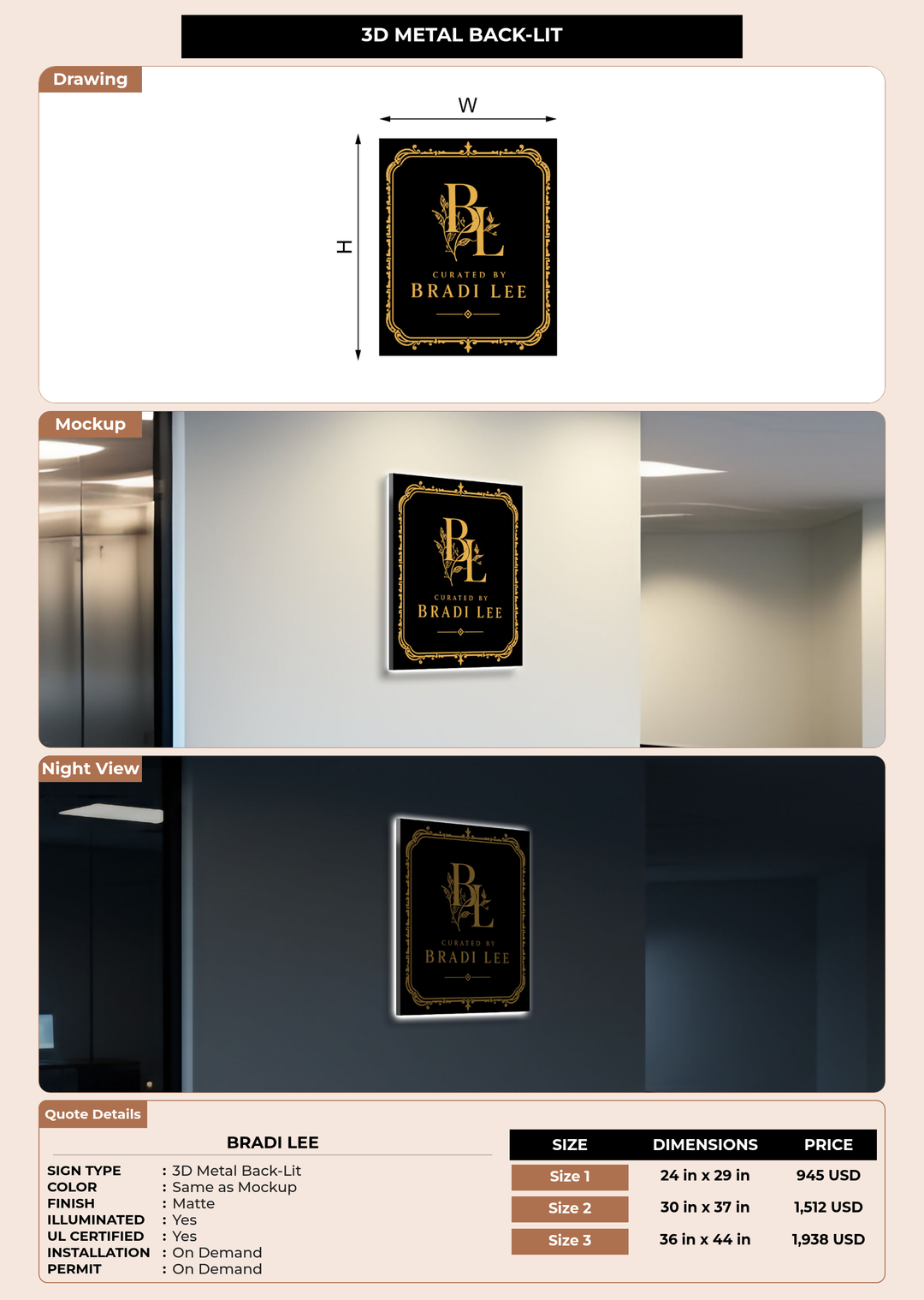 CUSTOM MOCKUP SIGN FOR Bradi Lee