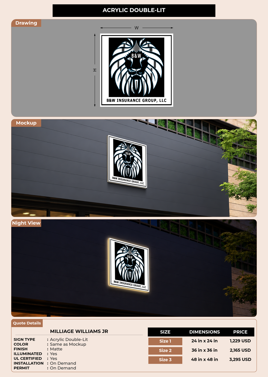 CUSTOM MOCKUP SIGN FOR Milliage Williams Jr