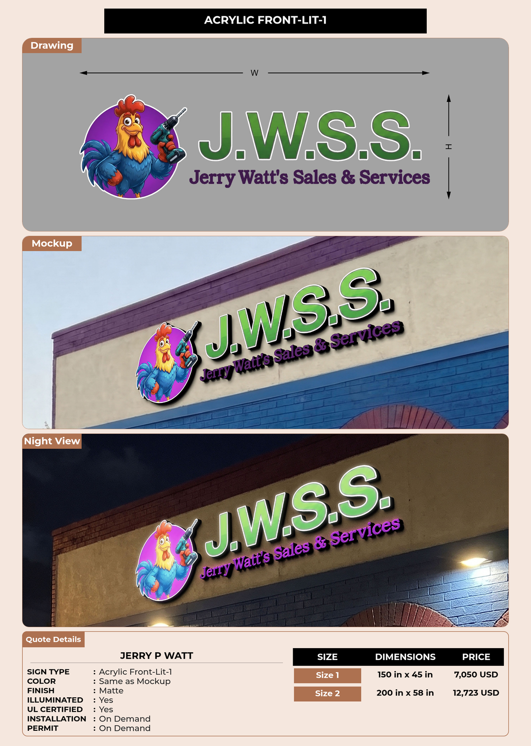 CUSTOM MOCKUP SIGN FOR Jerry P Watt