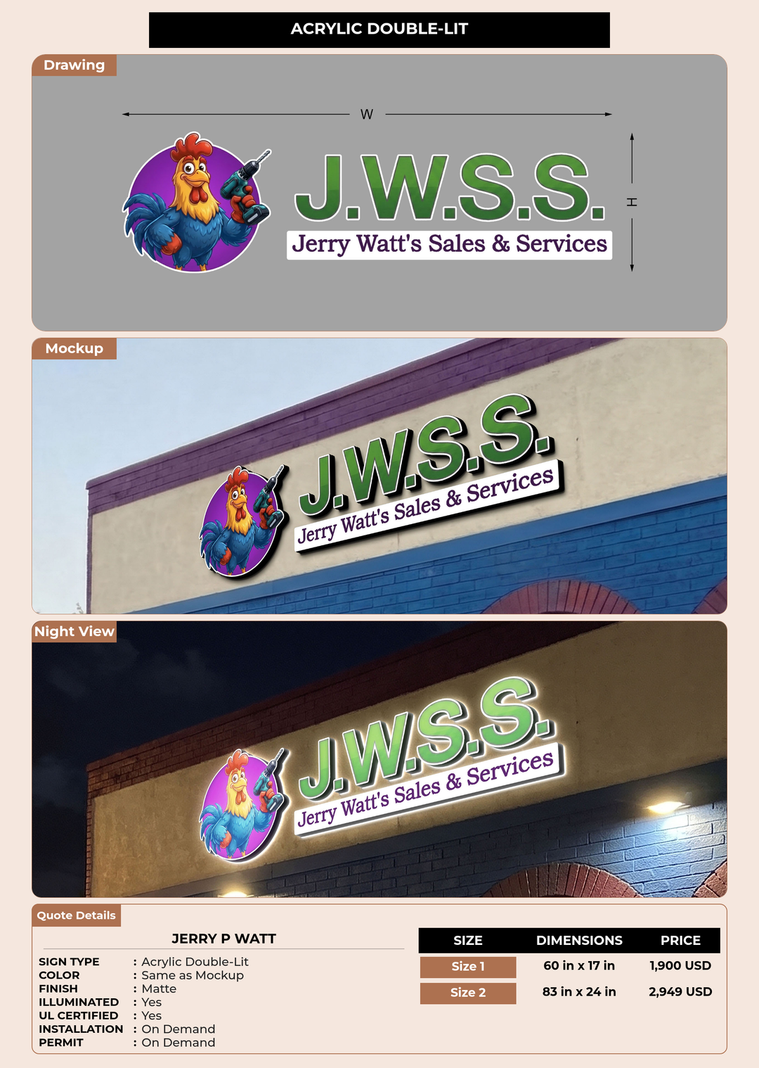 CUSTOM MOCKUP SIGN FOR Jerry P Watt