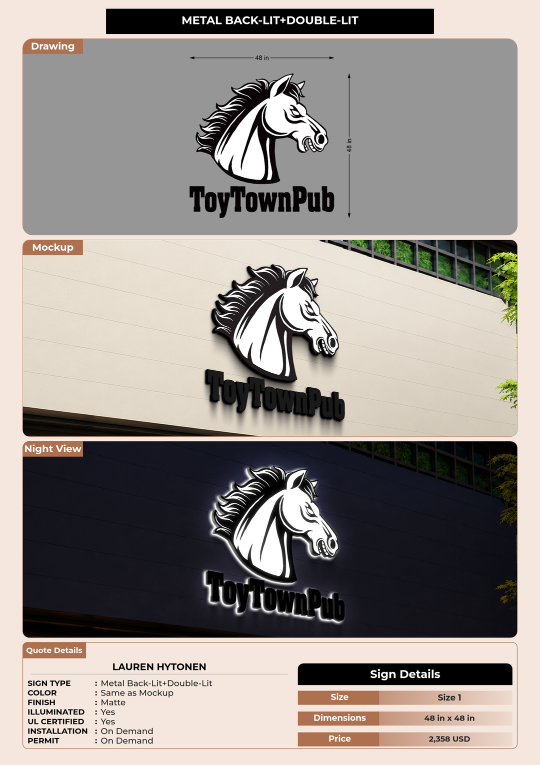 CUSTOM MOCKUP SIGN FOR Lauren Hytonen