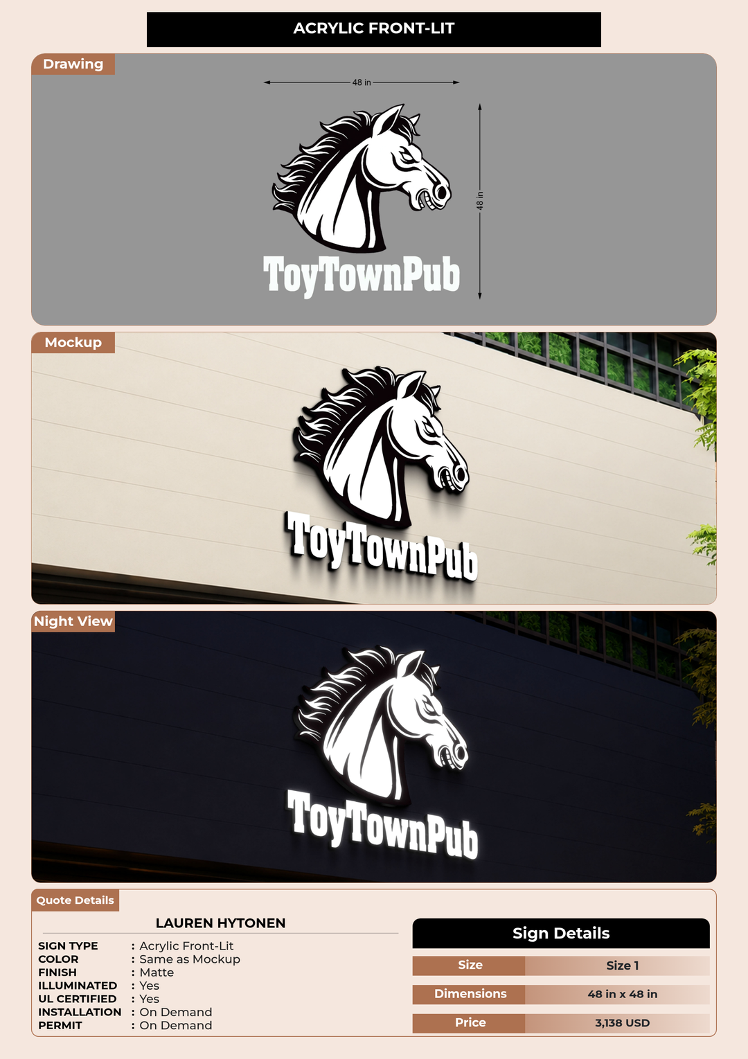 CUSTOM MOCKUP SIGN FOR Lauren Hytonen