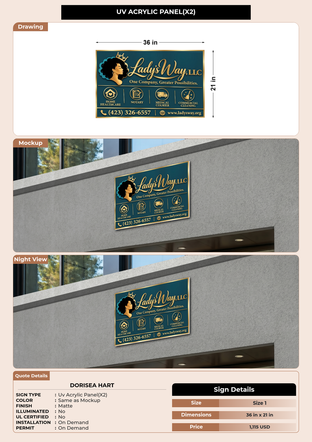 CUSTOM MOCKUP SIGN FOR Dorisea Hart