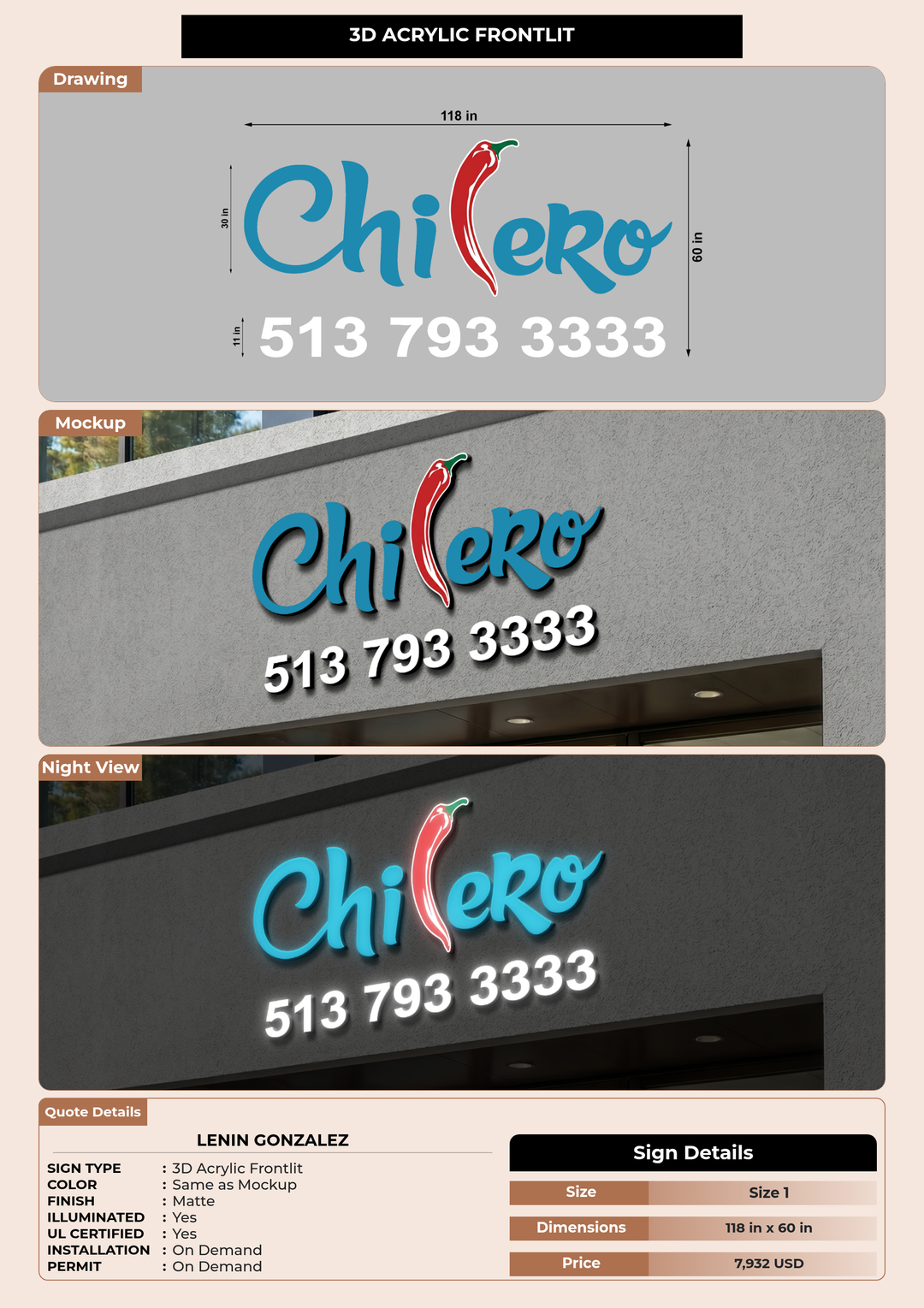 CUSTOM MOCKUP SIGN FOR Lenin Gonzalez