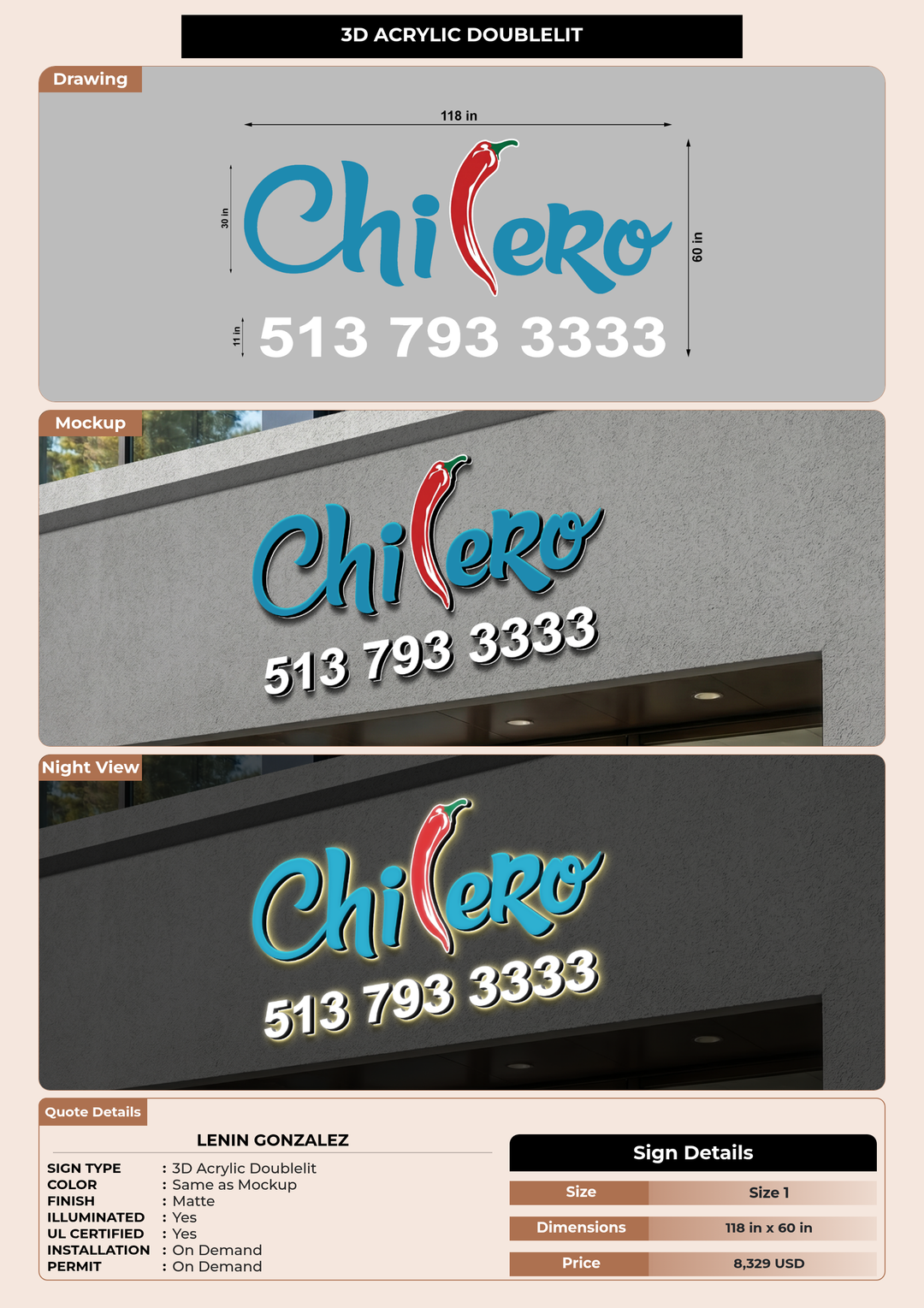 CUSTOM MOCKUP SIGN FOR Lenin Gonzalez