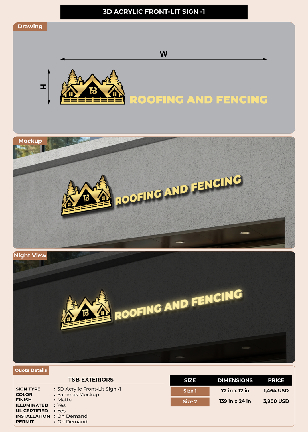 CUSTOM MOCKUP SIGN FOR t&b exteriors