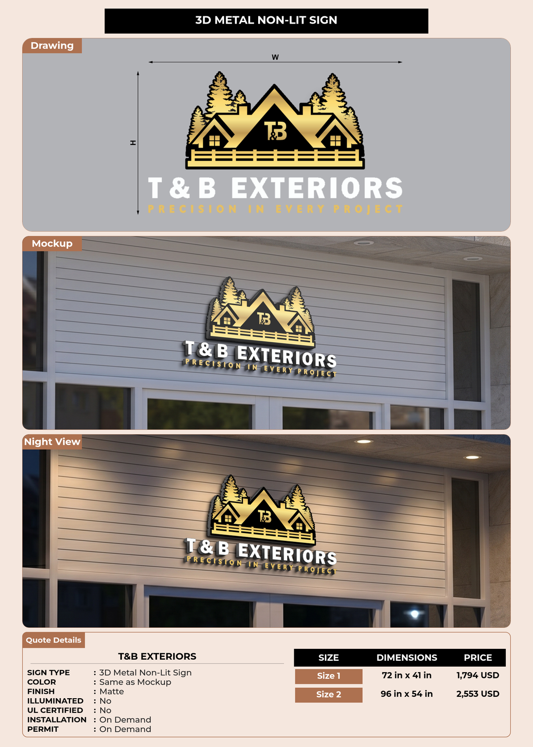 CUSTOM MOCKUP SIGN FOR t&b exteriors