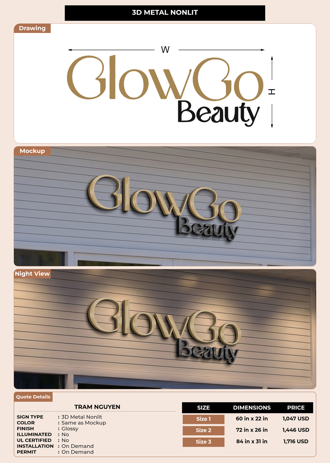CUSTOM MOCKUP SIGN FOR Tram nguyen