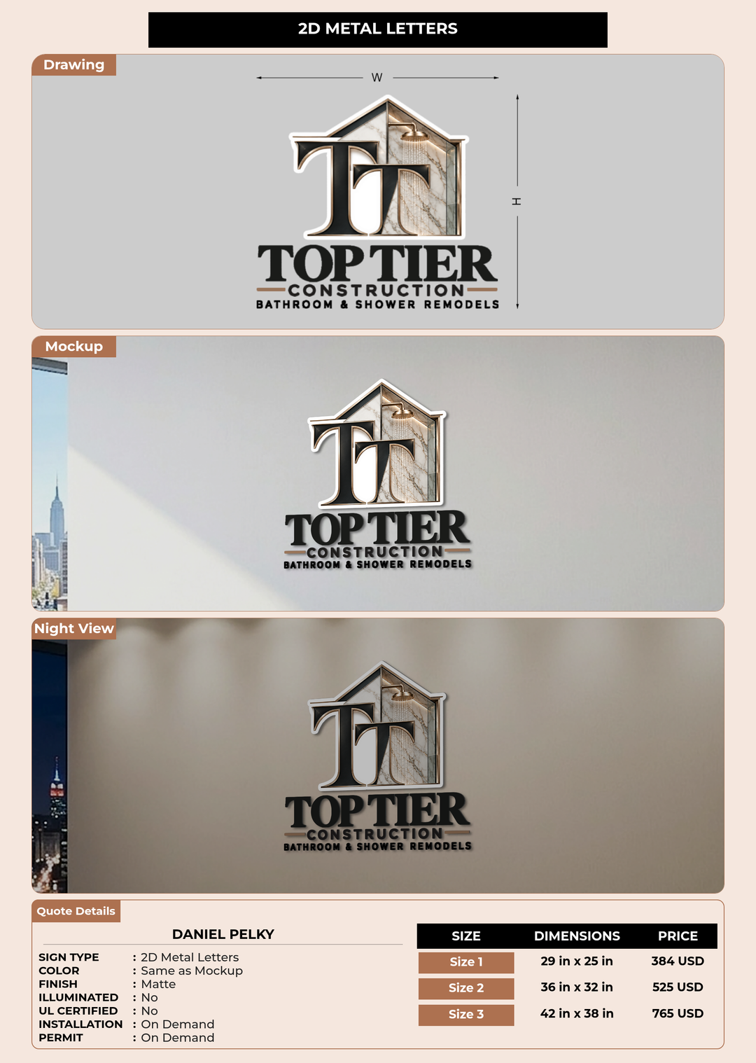 CUSTOM MOCKUP SIGN FOR Daniel Pelky
