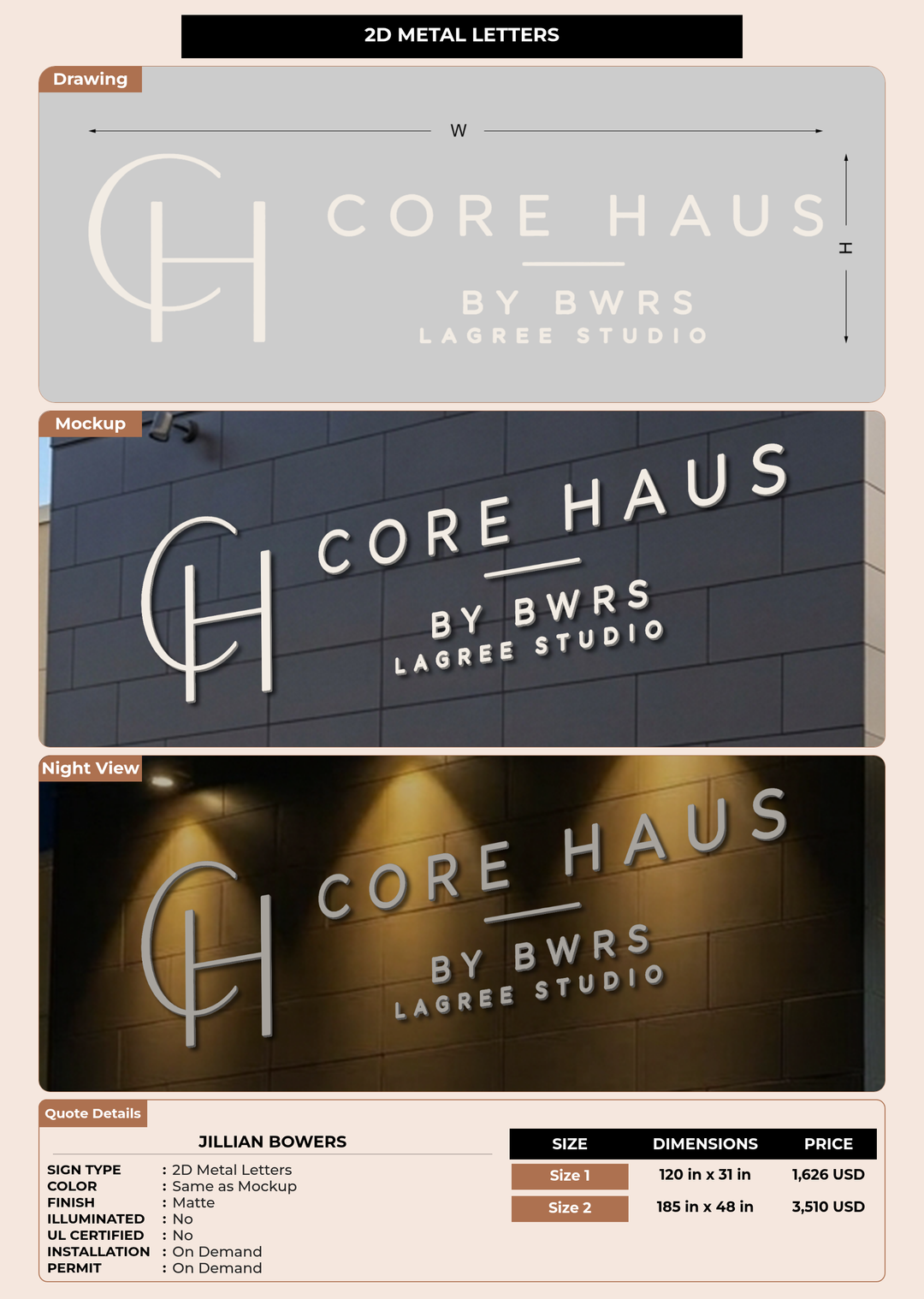 CUSTOM MOCKUP SIGN FOR Jillian Bowers