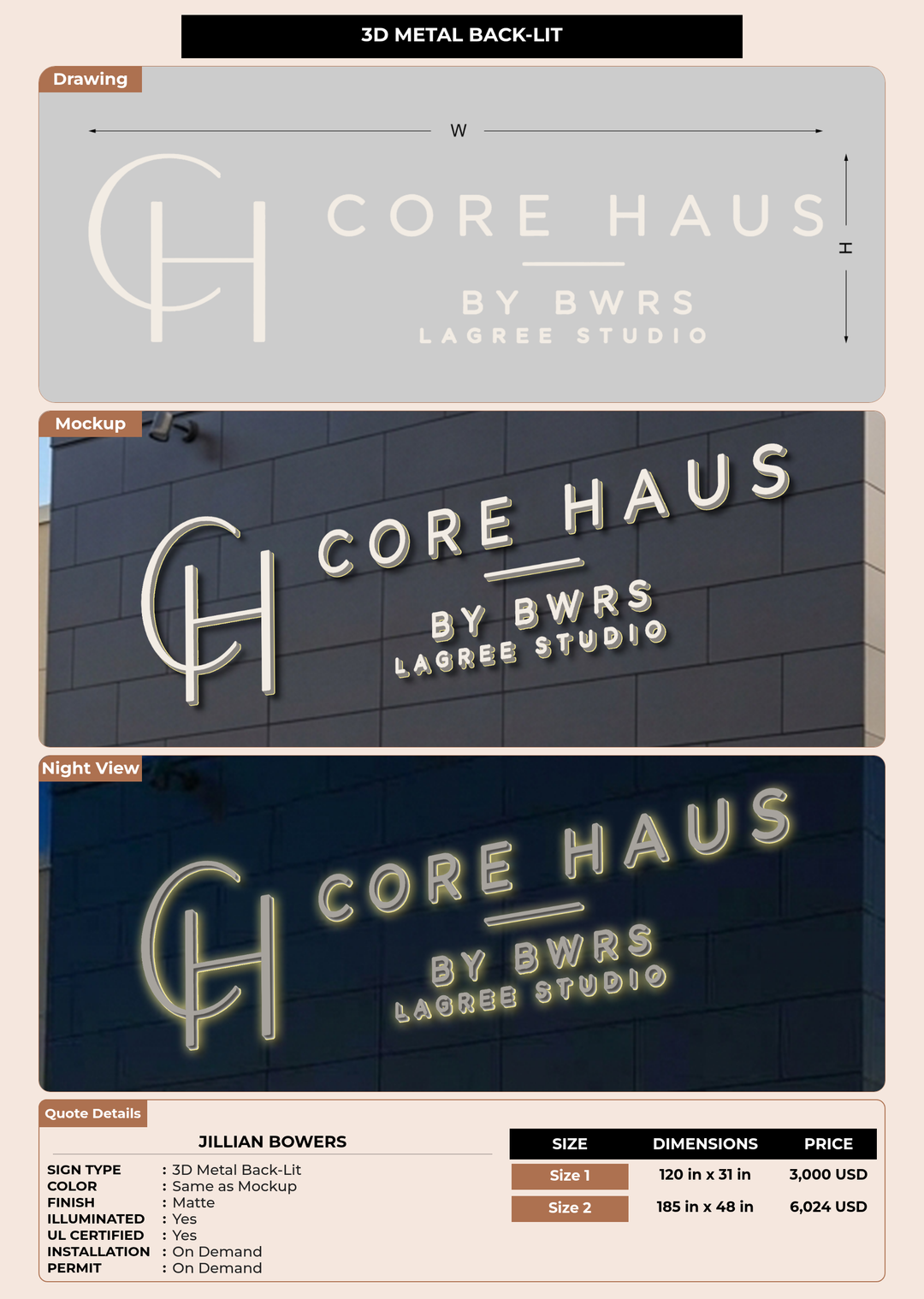 CUSTOM MOCKUP SIGN FOR Jillian Bowers