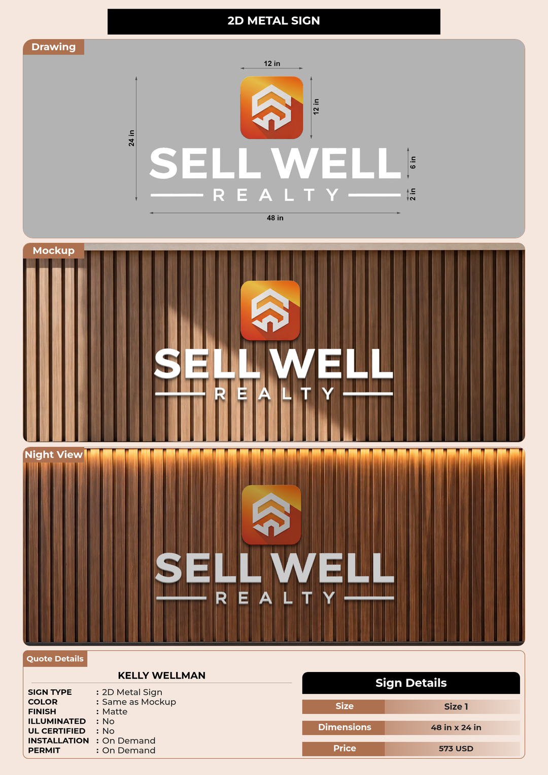 CUSTOM MOCKUP SIGN FOR Kelly Wellman