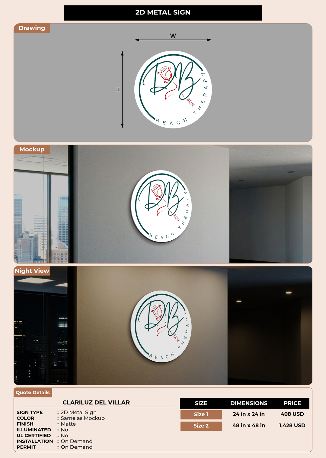 CUSTOM MOCKUP SIGN FOR CLARILUZ DEL VILLAR