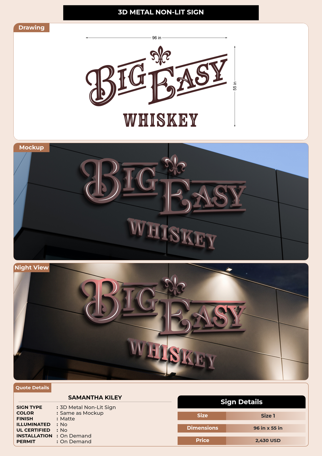 CUSTOM MOCKUP SIGN FOR Samantha Kiley