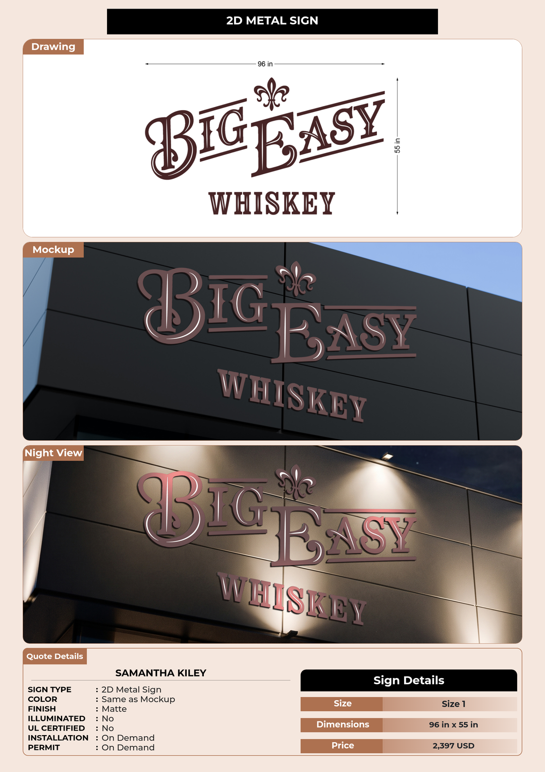 CUSTOM MOCKUP SIGN FOR Samantha Kiley