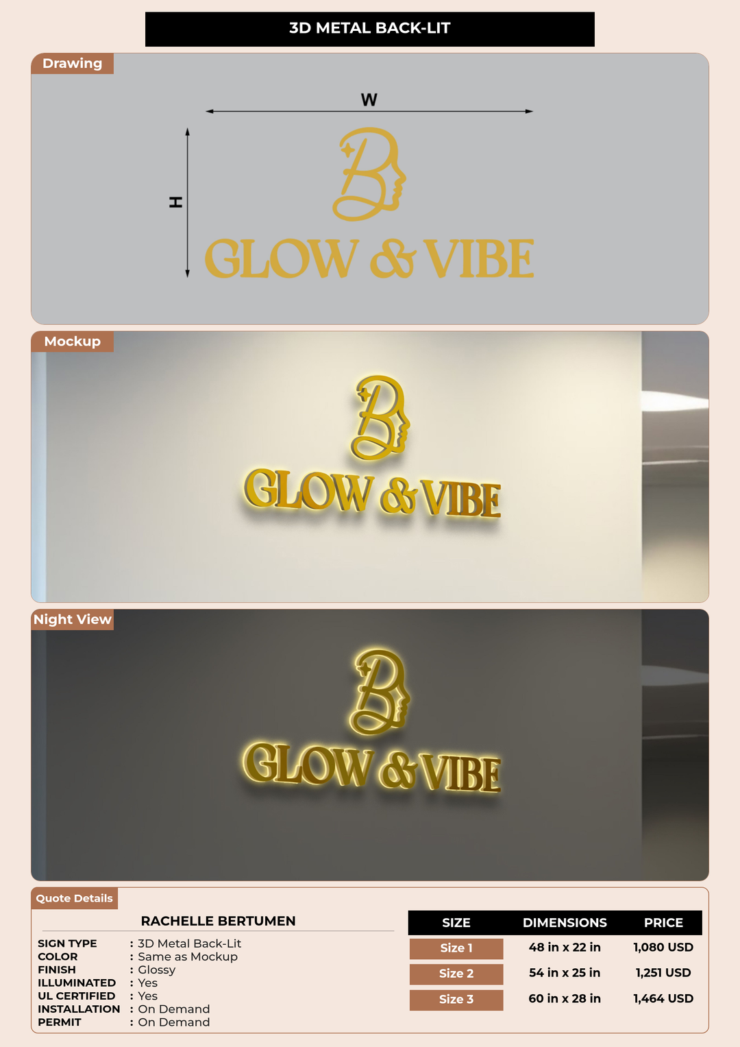 CUSTOM MOCKUP SIGN FOR Rachelle Bertumen