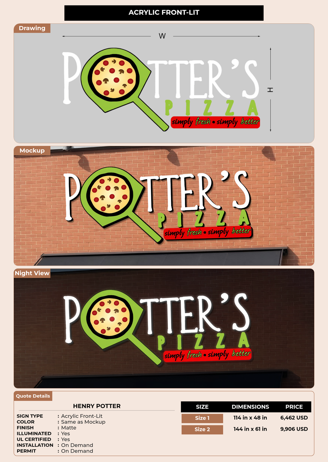 CUSTOM MOCKUP SIGN FOR Henry Potter